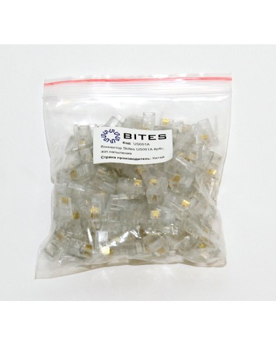US010A (100шт). Телефонный разъем 4P4C (RJ-11). 5bites в Оренбурге