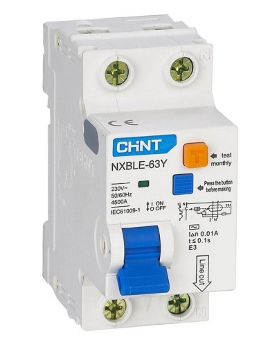 NXBLE-63Y (R) 1п+N C 6А 30мА электронный тип AC 4.5кА CHINT (105540). Автоматический выключатель дифференциального тока. CHINT в Оренбурге