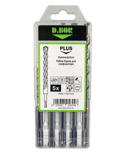 Набор буров SDS-plus V PLUS 5шт, 2-cutting (242030): Набор буров SDS-plus (6х110 мм; 6,8,10,12х160 мм) в Оренбурге