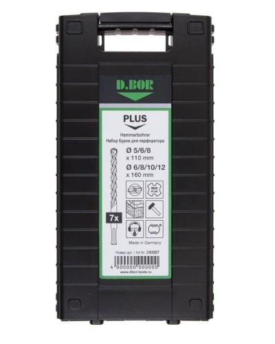 Набор буров SDS-plus V PLUS 7шт, 2-cutting (240987). Набор буров SDS-plus (5,6,8х110 мм; 6,8,10,12х160 мм). D.BOR в Оренбурге