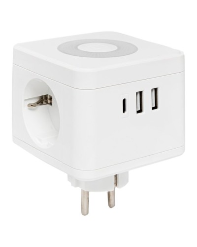 Тройник Куб 2 гнезда 2USB 2,4А+Type C + Ночник. Тройник Куб. EKF в Оренбурге