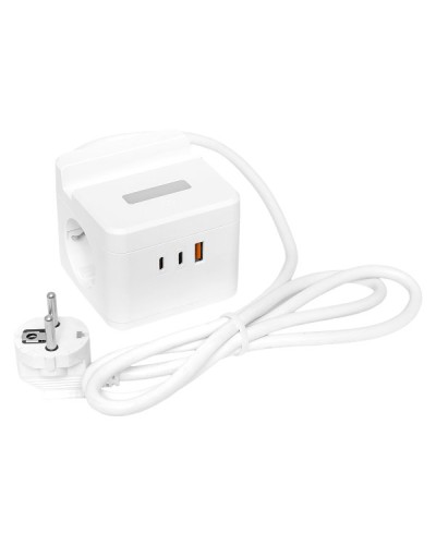 Удлинитель Куб 2 гнезда USB + 2Type C с быстрой зарядкой, подставкой под телефон и ночником 1,3 метра 1мм2. Удлинитель Куб. EKF в Оренбурге