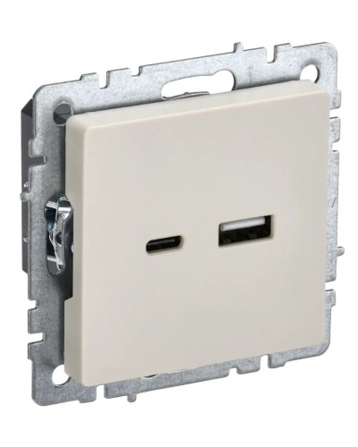 Розетка USB A+C 18Вт РЮ11-1-БрКр бежевый BRITE (BR-U22-018-K10). Розетка USB. IEK в Оренбурге