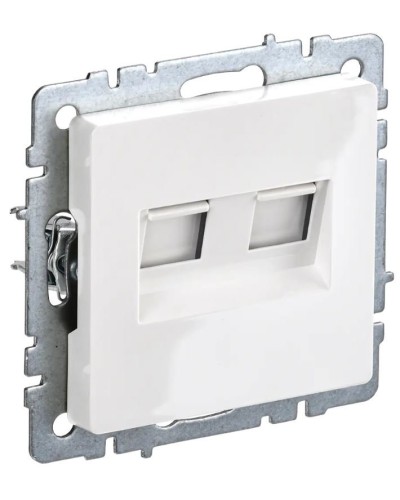 Розетка RJ11+RJ45 РК/Т12-БрБ белая BRITE (BR-KT20-O-1-K01). Розетка двойная. IEK в Оренбурге
