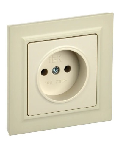 Розетка без з/к РС10-1-0-БрКр бежевый BRITE (BR-R10-10-K10). Розетка без заземления без защитных шторок. IEK в Оренбурге