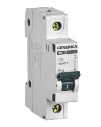 GENERICA ВА47-29 1P C 6А 4,5кА (MVA25-1-006-C). Автоматический выключатель. IEK в Оренбурге