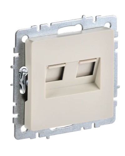 Розетка RJ45 РК10-2-БрКр кат.5E, бежевый BRITE (BR-K20-1-K10). Розетка компьютерная двойная. IEK в Оренбурге