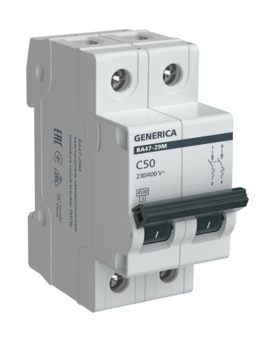 GENERICA ВА47-29М 2P C 50А 4,5кА (MVA21-2-050-C-G). Автоматический выключатель. IEK в Оренбурге