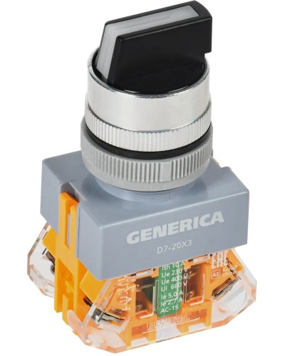 Переключатель D7-20X3 на 3 положения черный GENERICA (BSW50-20X3-3-21-3-K02-G). Переключатель. IEK в Оренбурге