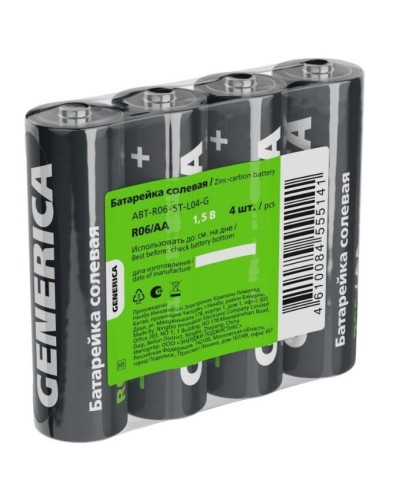 Батарейка солевая R06/AA GENERICA (4 шт) (ABT-R06-ST-L04-G). Батарейка солевая. IEK в Оренбурге