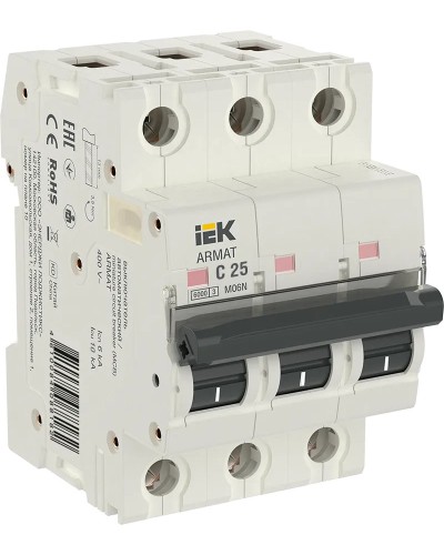 M06N 3P C 25А 6кА ARMAT (AR-M06N-3-C025). Автоматический выключатель. IEK в Оренбурге