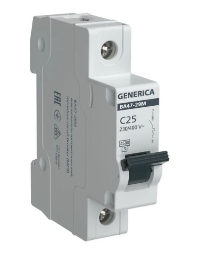 GENERICA ВА47-29М 1P C 25А 4,5кА (MVA21-1-025-C-G). Автоматический выключатель. IEK в Оренбурге