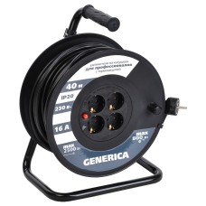 УК40 4 места 2P+PE, 40м GENERICA (WKP20-16-04-40-G). Удлинитель на катушке с термозащитой, 3х1,5кв.мм. IEK