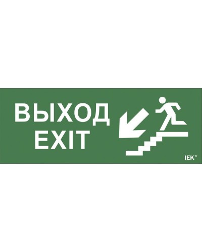 Самоклеящаяся этикетка Выход/лестница вниз/фигура (LPC10-1-24-09-VLVNF). Самоклеящаяся этикетка 240х90 мм. IEK в Оренбурге