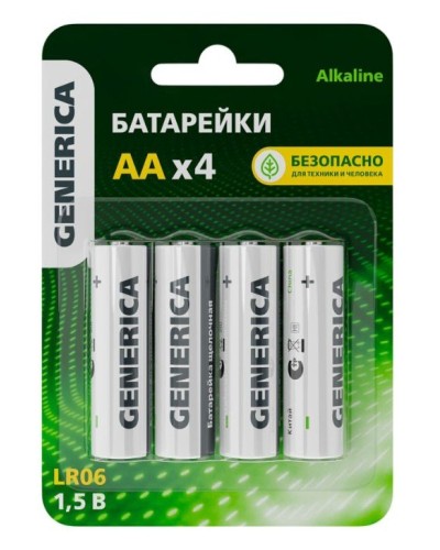 Батарейка Alkaline LR06/AA GENERICA (4 шт) (ABT-LR06-ST-L04-G). Батарейка щелочная. IEK в Оренбурге