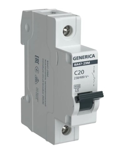 GENERICA ВА47-29М 1P C 20А 4,5кА (MVA21-1-020-C-G). Автоматический выключатель. IEK в Оренбурге