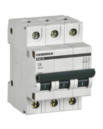 GENERICA ВА47-29 3P C 6А 4,5кА (MVA25-3-006-C). Автоматический выключатель. IEK в Оренбурге