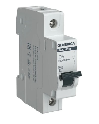 GENERICA ВА47-29М 1P C 6А 4,5кА (MVA21-1-006-C-G). Автоматический выключатель. IEK в Оренбурге