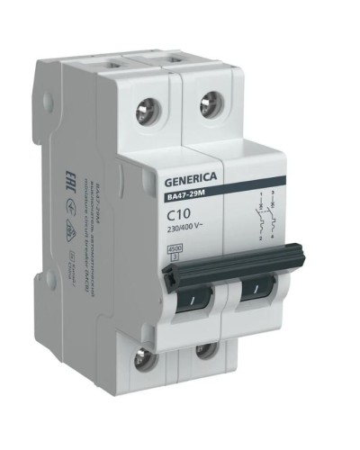 GENERICA ВА47-29М 2P C 10А 4,5кА (MVA21-2-010-C-G). Автоматический выключатель. IEK в Оренбурге