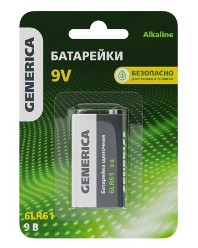 Батарейка Alkaline 6LR61 9V GENERICA (ABT-6LR619V-ST-L02-G). Батарейка щелочная. IEK в Оренбурге