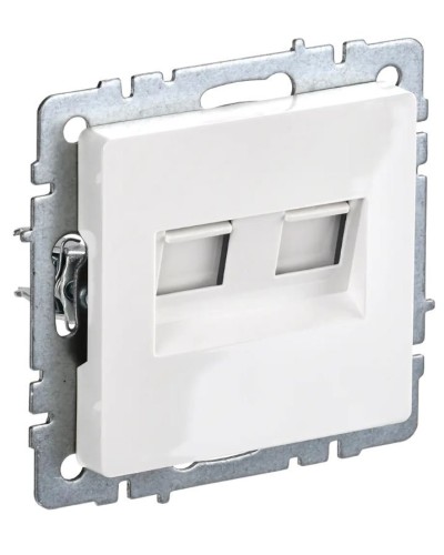 Розетка RJ45 РК10-2-БрБ кат.5E, белая BRITE (BR-K20-1-K01). Розетка компьютерная двойная. IEK в Оренбурге