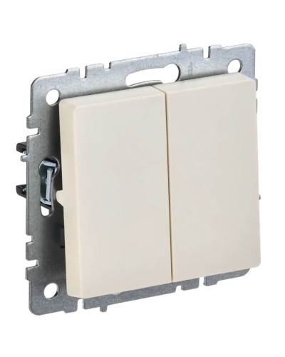 Выключатель 2-клавишный проходной ВС10-2-6-БрКр бежевый BRITE (BR-V22-0-10-K10). Выключатель. IEK в Оренбурге