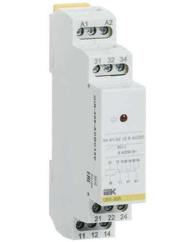 Реле промежуточное модульное OIR 3 контакта 8А 230В AC (OIR-308-AC230V). Реле промежуточное модульное. IEK в Оренбурге