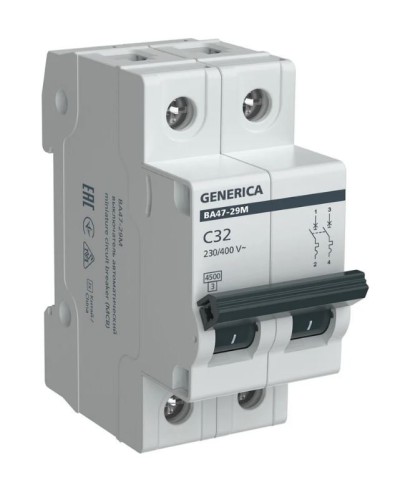 GENERICA ВА47-29М 2P C 32А 4,5кА (MVA21-2-032-C-G). Автоматический выключатель. IEK в Оренбурге