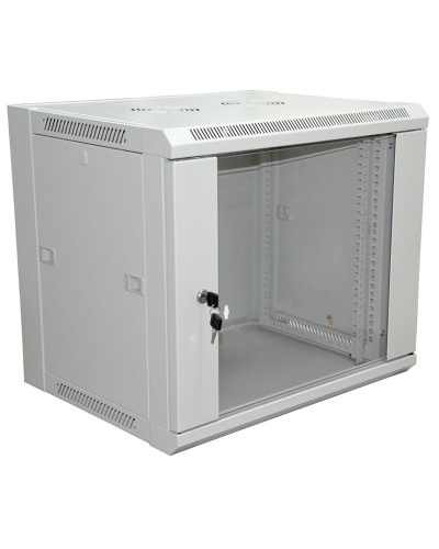 Шкаф телекоммуникационный 19 настенный 9U 600×600×500 мм (ШxГxВ) - передняя дверь стекло, боковые стенки съемные (разобранный) RAL 7035 (04-2221). Шкаф телекоммуникационный 19 настенный 9U. Rexant в Оренбурге