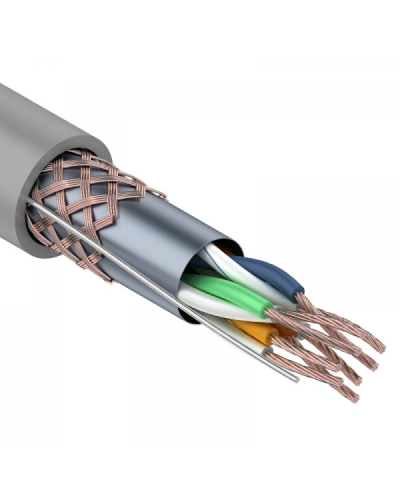 SF/UTP, CAT 5e, PVC, 4PR, 24AWG, INDOOR, STRANDED, серый, 305м, REXANT (01-0343). Кабель «витая пара» (LAN) для структурированных систем связи. Rexant в Оренбурге
