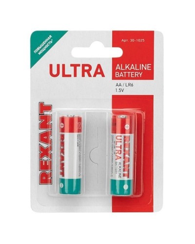 Ультра алкалиновая батарейка AA/LR6 1,5 V 2 шт. блистер REXANT (30-1025). Элемент питания. Rexant в Оренбурге