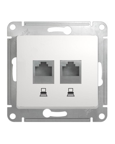 Glossa розетка RJ45+RJ45 2-местная, кат. 5Е, скрытой установки, механизм, белый (GSL000185KK). Розетка компьютерная. Systeme Electric в Оренбурге