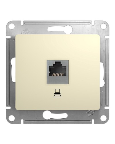 Glossa розетка RJ45 1-местная, кат. 5Е, скрытой установки, механизм, бежевый (GSL000281K). Розетка компьютерная. Systeme Electric в Оренбурге