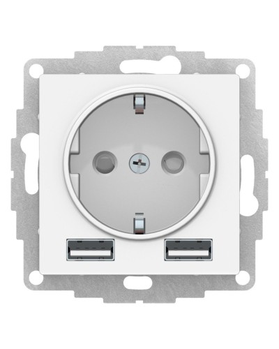 AtlasDesign розетка 1-местная с 2 USB A+A, скрытой установки, механизм, белый (ATN000130). Розетка с USB. Systeme Electric в Оренбурге