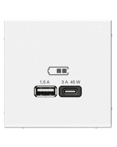 ArtGallery розетка USB тип-A+C 45Вт, скрытой установки, механизм, белый (GAL000129). Розетка USB. Systeme Electric в Оренбурге