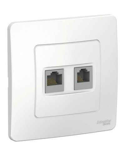 BLANCA розетка RJ45+RJ11 2-местная, кат. 5Е, скрытой установки, белый (BLNIS045111). Розетка компьютерная + телефонная. Systeme Electric в Оренбурге
