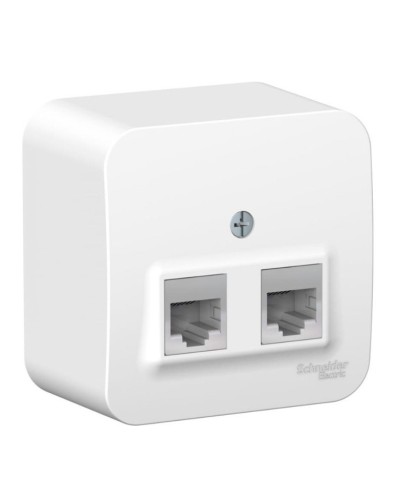 BLANCA розетка RJ11+RJ45, 2-местная, кат. 5Е, открытой установки, белый (BLNIA045111). Розетка компьютерная + телефонная с изолированной пластиной. Systeme Electric в Оренбурге