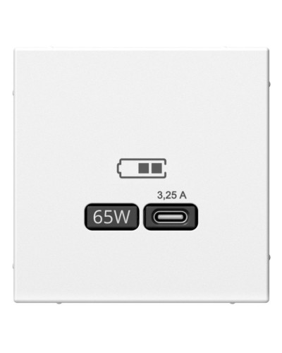 ArtGallery розетка USB тип-С 65Вт высокоскоростной заряд. QC, PD, скрытой установки, механизм, белый (GAL000127). Розетка USB. Systeme Electric в Оренбурге
