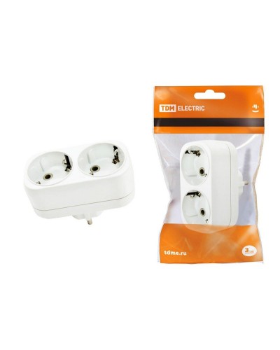 Блок на 2 гнезда 2П+З плоский 16А 250B TDM (SQ1806-0026). Розетка. TDM ЕLECTRIC в Оренбурге