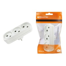 Блок на 3 гнезда 2П б/з плоский 6А 250B TDM (SQ1806-0027). Розетка. TDM ЕLECTRIC