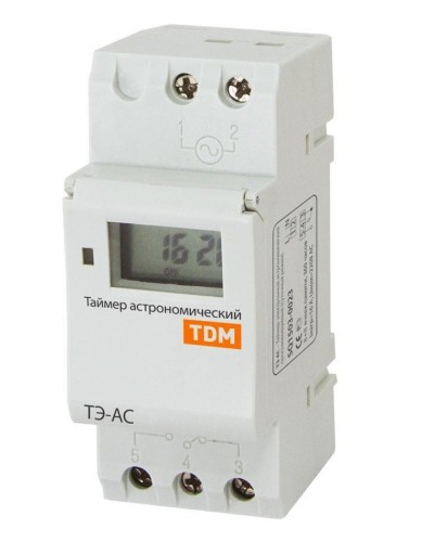 ТЭ-АС-1мин/24ч-8on/off-16А-DIN (астрономический) TDM (SQ1503-0023). Таймер электронный. TDM ЕLECTRIC в Оренбурге
