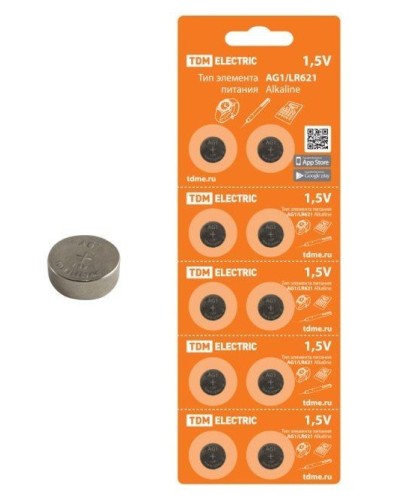 AG1/LR621 Alkaline 1,5V BP-10 TDM (SQ1702-0045). Элемент питания. TDM ЕLECTRIC в Оренбурге