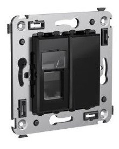 Розетка RJ-45 в стену Avanti одинарная черный квадрат (4402463). Розетка компьютерная. ДКС в Оренбурге