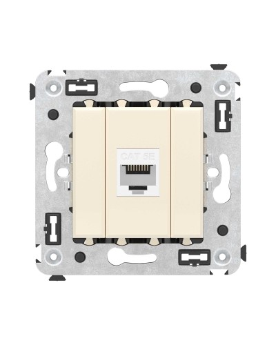 Розетка RJ-45 в стену, кат.5E, Avanti, одинарная, ванильная дымка (4405663). Розетка компьютерная. ДКС в Оренбурге