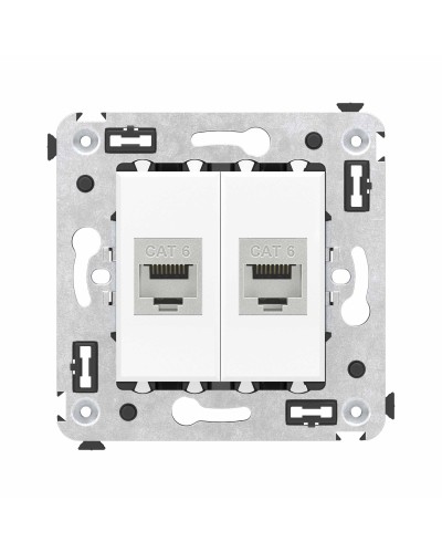 Розетка RJ-45 в стену, кат.6E, Avanti, двойная, белое облако (4400794). Розетка компьютерная модульная. ДКС в Оренбурге