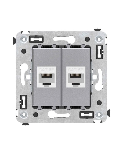 Розетка RJ-45 в стену, кат.5E, Avanti, двойная, закаленная сталь (4404664). Розетка компьютерная. ДКС в Оренбурге