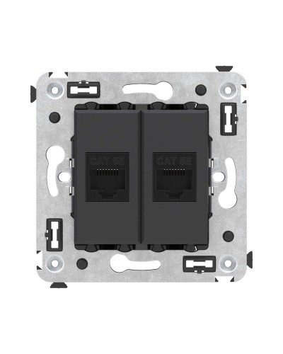 Розетка RJ-45 в стену, кат.5E, Avanti, двойная, черный матовый (4412664). Розетка компьютерная. ДКС в Оренбурге