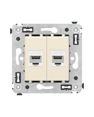 Розетка RJ-45 в стену, кат.5E, Avanti, двойная, ванильная дымка (4405664). Розетка компьютерная. ДКС в Оренбурге