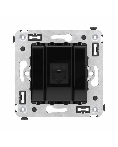Розетка RJ-45 в стену, кат.6E, Avanti, одинарная, черный квадрат (4402693). Розетка компьютерная. ДКС в Оренбурге