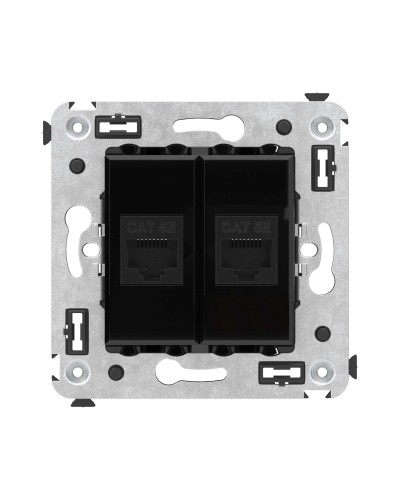 Розетка RJ-45 в стену, кат.5E, Avanti, двойная, черный квадрат (4402664). Розетка компьютерная. ДКС в Оренбурге
